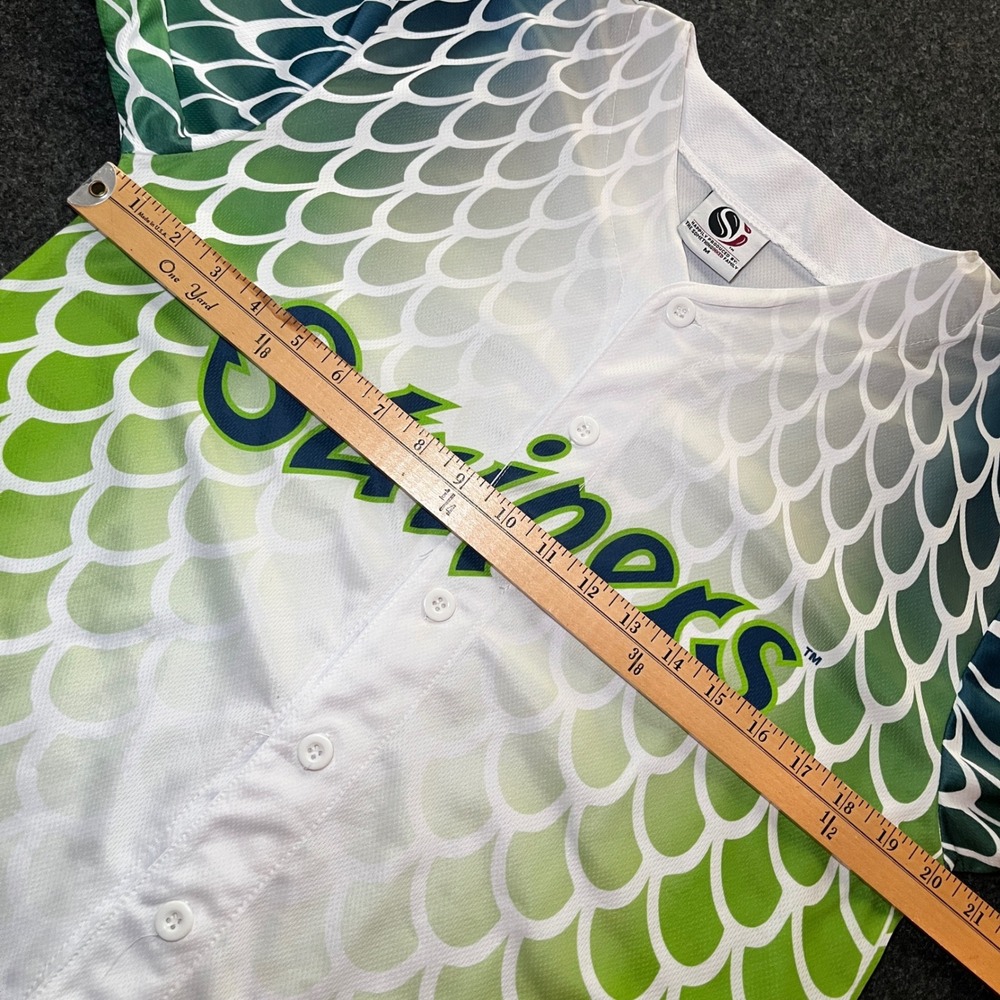 Gwinnett Stripers Fishscale Jersey Mens Medium Green Excellent MiLB Baseball - Picture 5 of 6